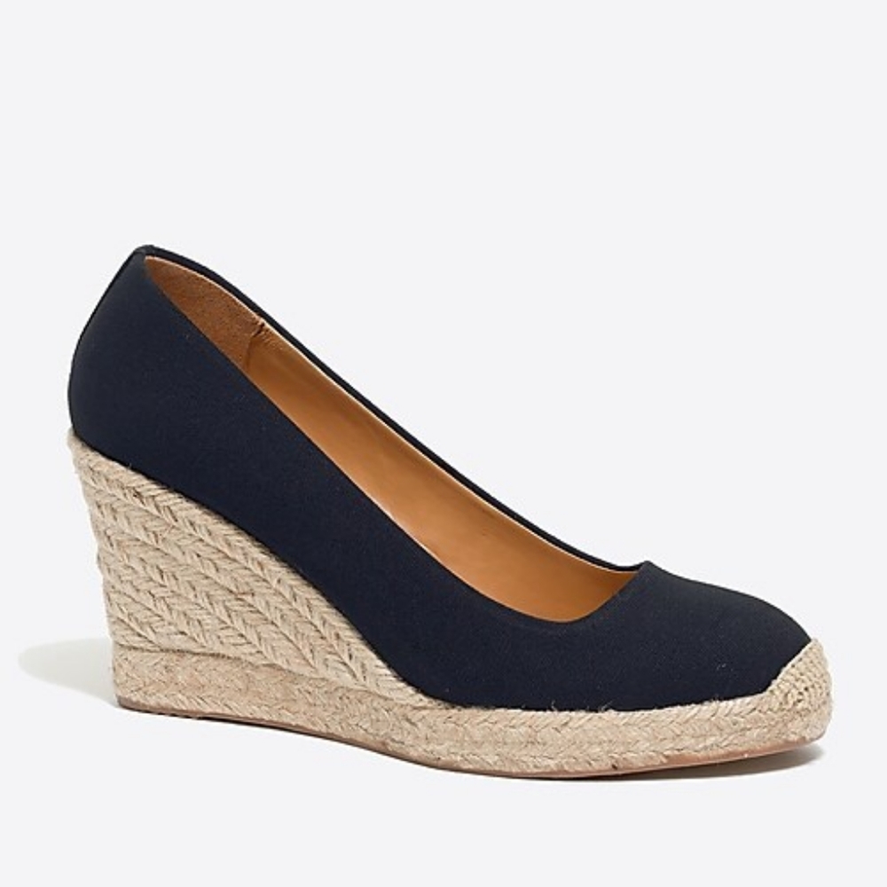 J. CREW Seville Canvas Espadrille Wedges (Navy)